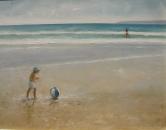 Beach Ball, 20" x 16" (24" x 20" including frame), Oil on Canvas