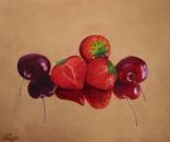 Cherries and Strawberries, 20" x 16", Oil on Canvas, SOLD