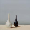 Sunlight and Shadows - Black and White Vases, 16" x 16", Oil on Canvas, SOLD
