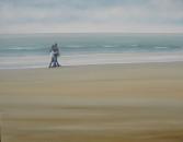 Walking Along the Shore, 36" x 28", Oil on Canvas